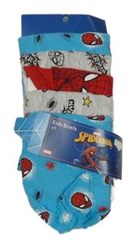 Nové - 5pack - 2x tyrkysové + 2x šedé + 1x červené slipy se Spider-manem Marvel