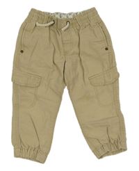 Béžové plátěné cargo cuff kalhoty H&M