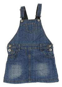 Modrá rifľová na traká sukňa