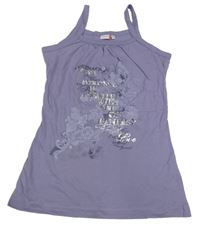 Fialový top s kvetmi a nápisom Hot&Spicy