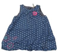 Modré bodkované rifľové šaty s výšivkami Orchestra