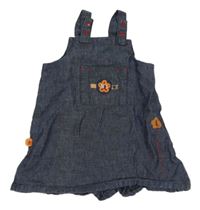 Tmavomodré rifľové šaty s kvetmi