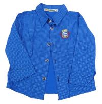 Zafírová košeľa so vzorom a výšivkou