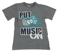 Sivé melírované tričko s nápisom Yigga