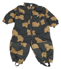 Antracitová šušťáková zimná kombinéza s medvedíkmi H&M