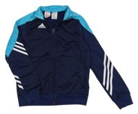 Tmavomodro-tyrkysová propínací sportovní mikina s logem Adidas