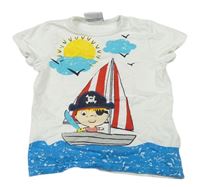 Bielo-modré tričko s pirátem Topomini