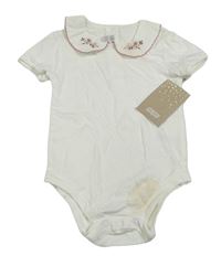 Bílé body s límečkem s kytičkami mamas&papas