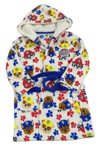 Bielo-zafírový plyšový župan s PAW PATROL a kapucňou nickelodeon