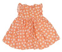 Lososové plátenné šaty s kvietkami a volánikmi Mothercare