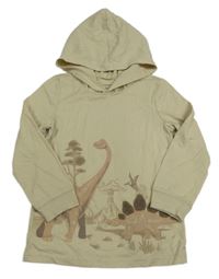 Béžové triko s dinosaury a kapucí carter's