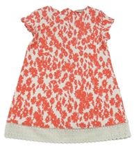 Bílo-červené květované vzorované šaty s krajkou Next