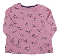 Růžové triko se srdíčky a šípy PRIMARK