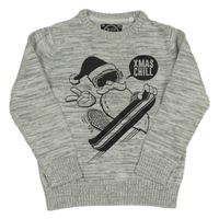 Sivo-biely melírovaný vianočný sveter so Santou C&A