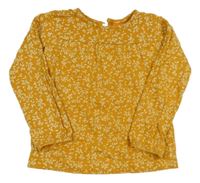 Hořčicové triko s lístečky PUSBLU