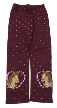 Mahagonové teplákové legíny s koníky a srdíčky Topolino