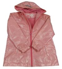 Ružovo-smotanová vzorovaná nepromokavá jarná bunda s kapucňou POCOPIANO