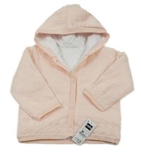 Nové - světlerůžový propínací zateplený svetr se vzorem a kapucí St. Bernard