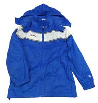 Safírovo-biela šušťáková športová bunda s ukrývací kapucňou JAKO