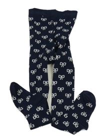 Tmavomodré punčocháče s mašlemi