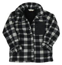 Černo-šedo-bílá kostkovaná zateplená košilová bunda F&F