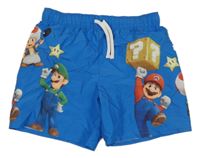 Modré plážové kraťasy s Máriem a Luigim