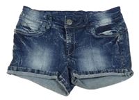 Tmavomodré plísňové teplákové riflové kraťasy Y.F.K.