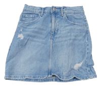 Svetlomodrá rifľová sukňa s vyšúchaním H&M