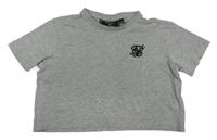Sivé crop tričko s logom SikSilk