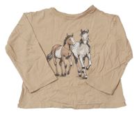 Béžové tričko s koníky H&M