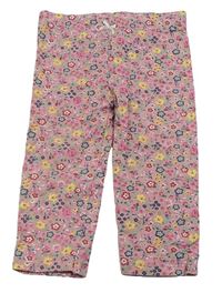 Staroružové kvetované capri legíny Crafted
