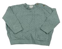 Zelenošedý kockovaný oversize sveter s vreckami zn. Next