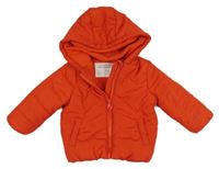 Červená prošívaná šusťáková zimní bunda s kapucí Mothercare