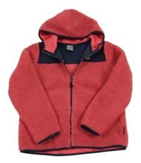 Malinovo-tmavomodrá huňatá propínací funkční mikina s kapucí Trespass