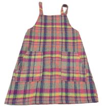 Šedo-barevné kostkované vlněné laclové šaty Next