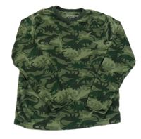 Khaki plyšová pyžamová mikina s dinosaury Primark