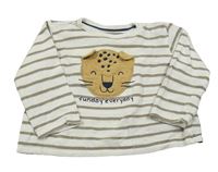 Bílo-hnědé pruhované triko s levhartem C&A