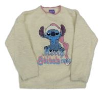 Béžový chlupatý svetr se Stitchem Tu