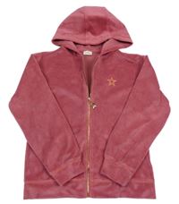 Vínová plyšová prepínaci mikina s hviezdou a kapucňou F&F