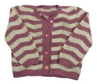 Starorůžovo-smotanový pruhovaný prepínaci sveter