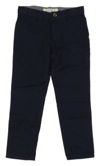 Tmavomodré plátenné slim fit nohavice H&M