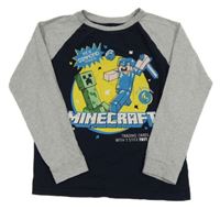 Tmavomodro-šedé triko s Minecraft