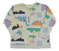 Svetlosivá melírovaná mikina s dinosaurami Matalan