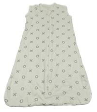 Smetanový bavlněný spací pytel s kroužky a křížky