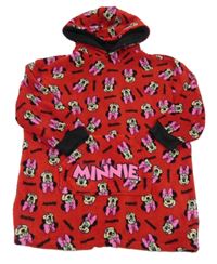 Červená chlupatá oversize mikina s Minnie a kapucí Primark