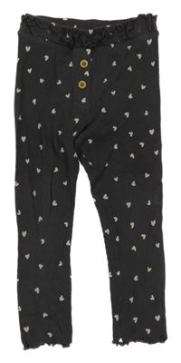 Antracitové žebrované legíny se srdíčky George