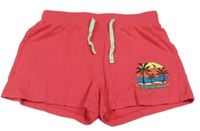 Malinové bavlněné kraťasy s palmami BPC