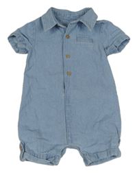 Modrý riflový kraťasový overal s límečkem Tu