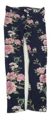 Tmavomodré kvetované legíny H&M