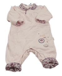 Světlerůžový zateplený overal s límečkem